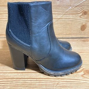 Black Leather Bootie Heels